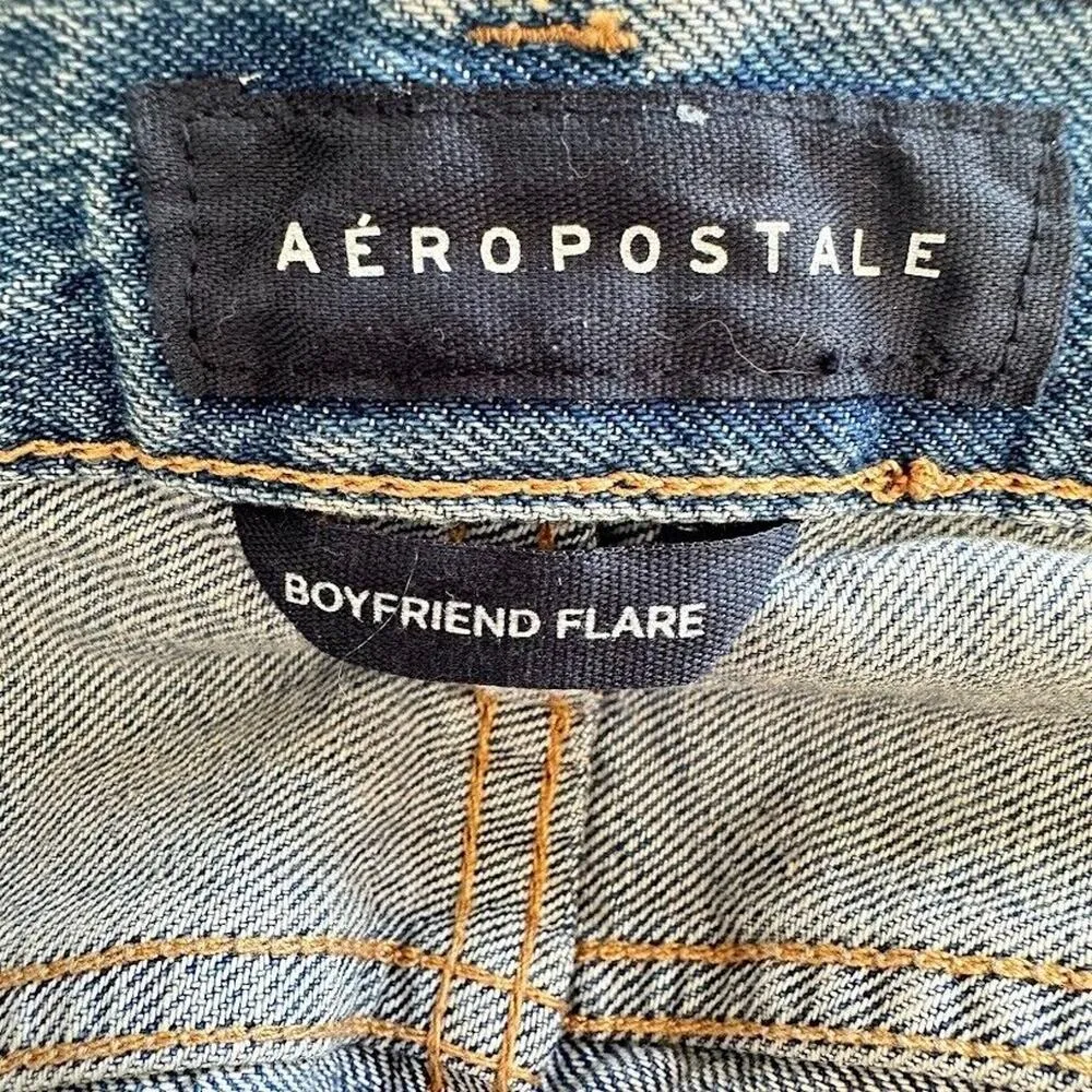 Aeropostale Womens Plus Size 16R Hi Rise Boyfriend Flare Leg Jeans 100% Cotton - Image 5
