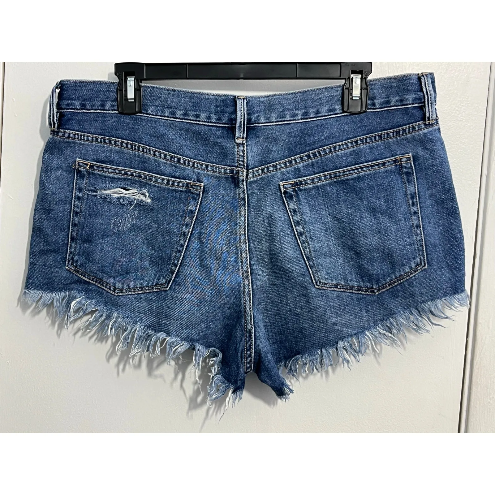 Free People Cut Off Jean Shorts Size 30 High Rise Button Fly Distressed Festival - Image 3