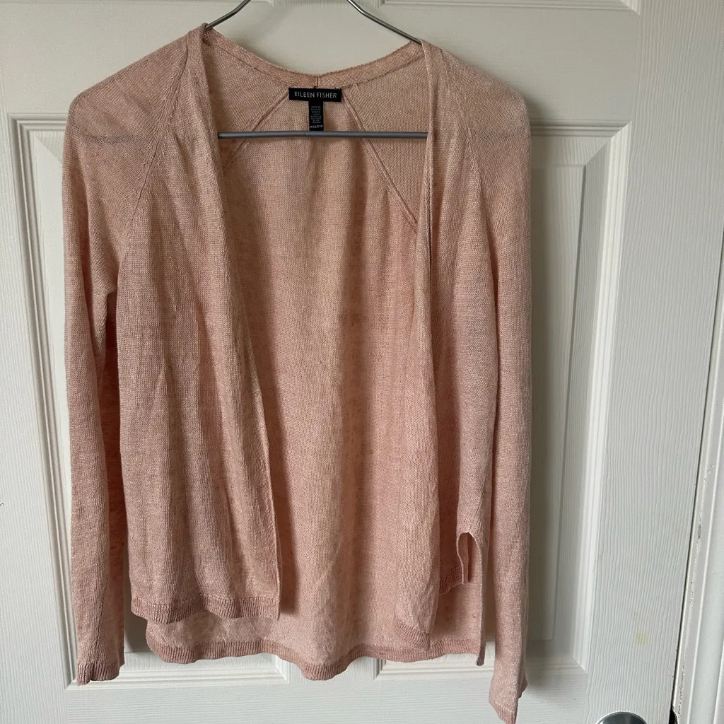EILEEN FISHER LIGHT Peach, almost looks like Tan or cream. Cardigan. - Image 4