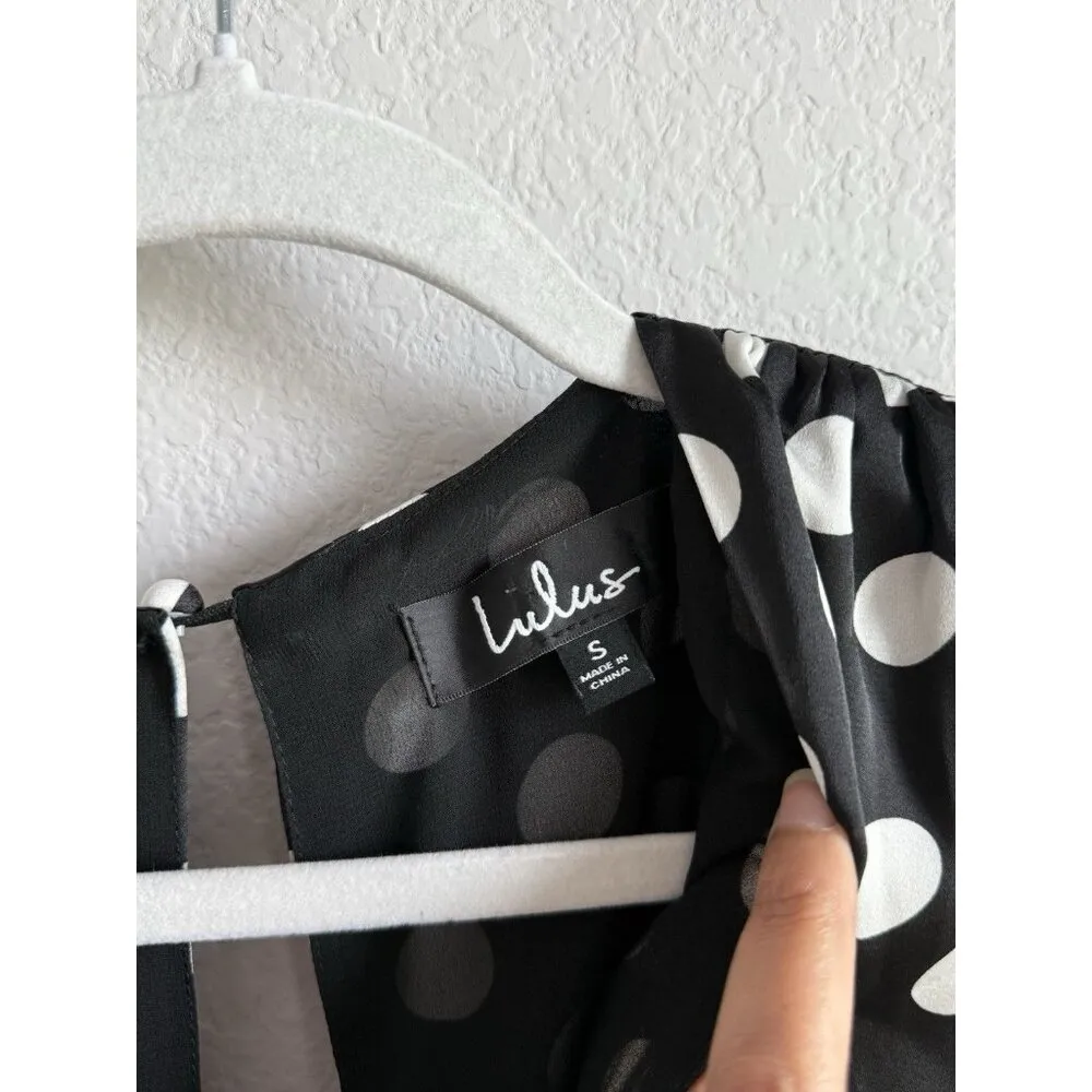 Lulus  Women’s Polka Dots‎ Satin Ruffled Romper Elegant Glam Cocktail Size Small - Image 7