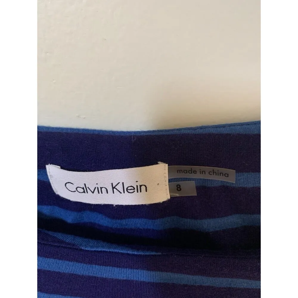 Calvin Klein Size 8 Womans Dress Blue Striped Soft Comfy Knit Casual Work - Image 5