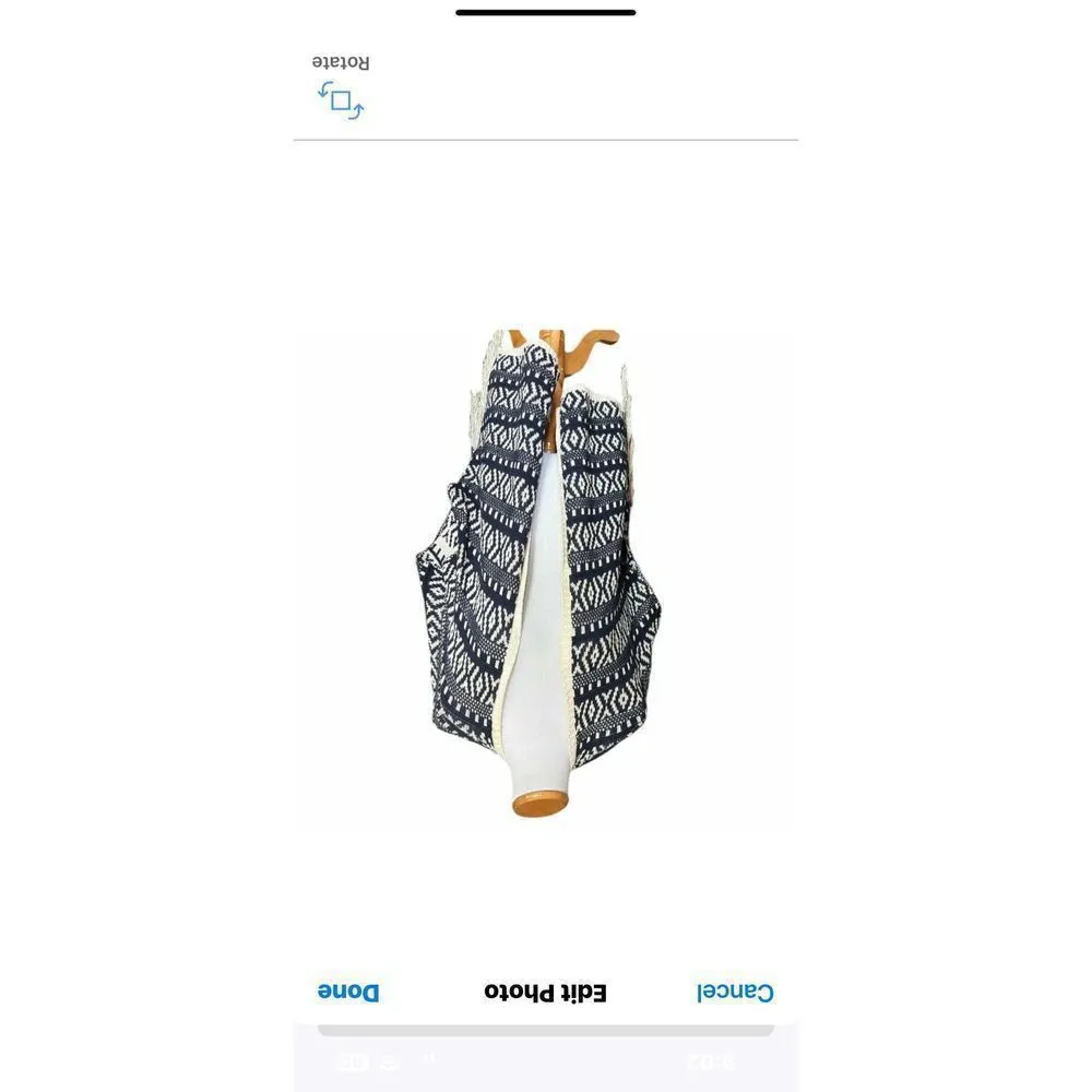 Womens Jacquard Fringed Sweater Poncho - Image 2