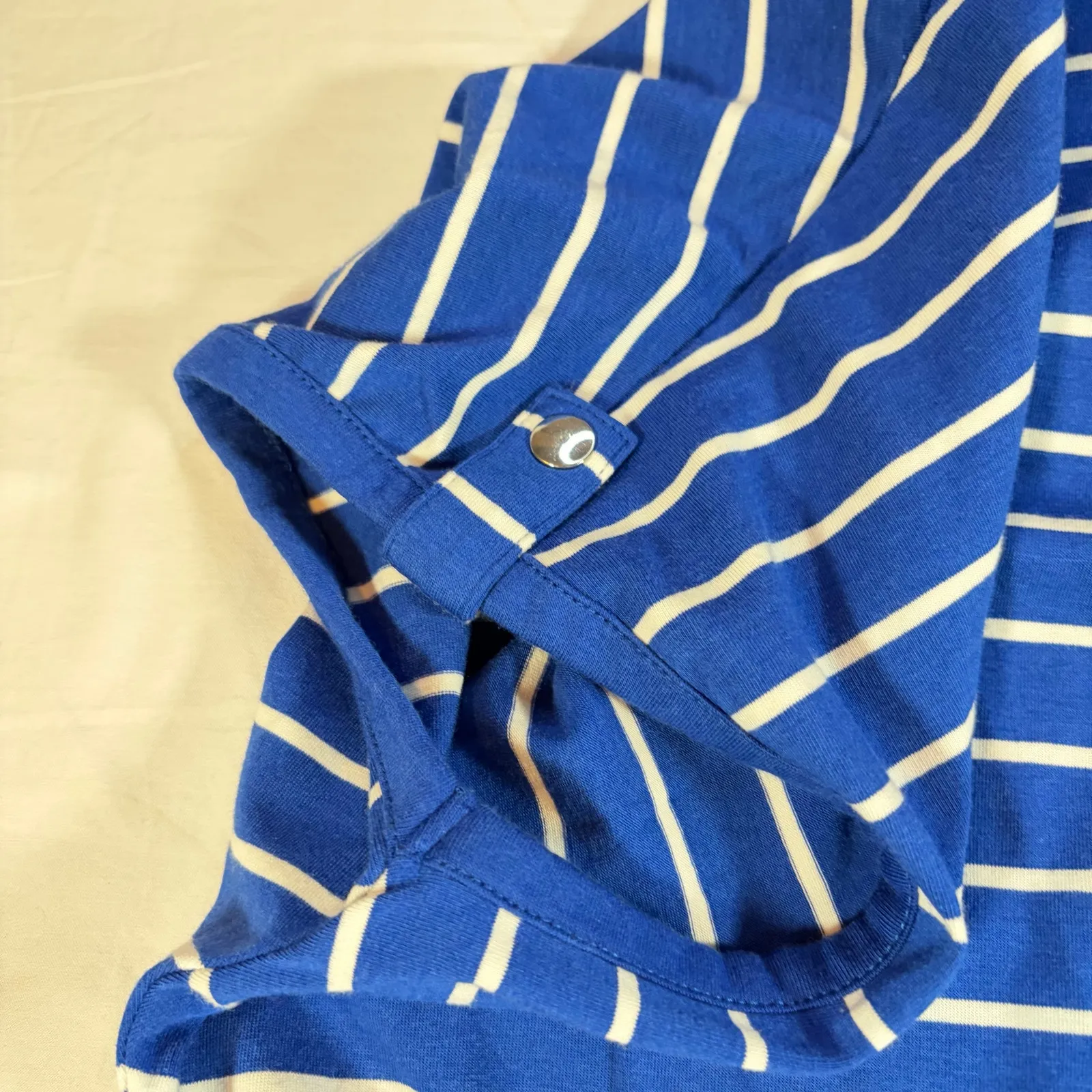 NWT Rafaella womens blue white stripe short sleeve knee length dress.  Size S - Image 2