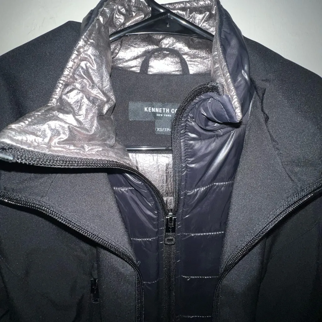 Kenneth Cole Black and Silver double layer long XS Jacket coat - Image 4