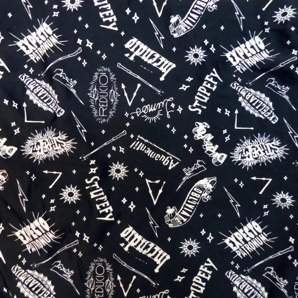 Harry Potter Spells Swimsuit Womens S Black White Spell Words Graphic Back Strap - Image 4