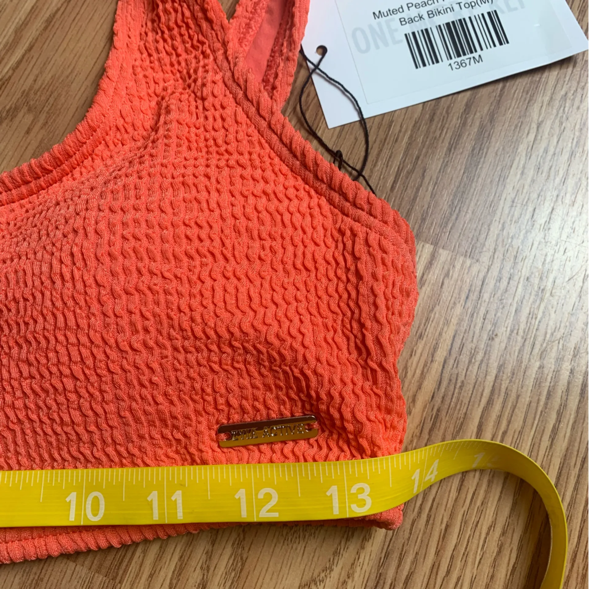 ZYIA size medium new muted peach ribbed Bikini Set orange two piece vaca travel - Image 10