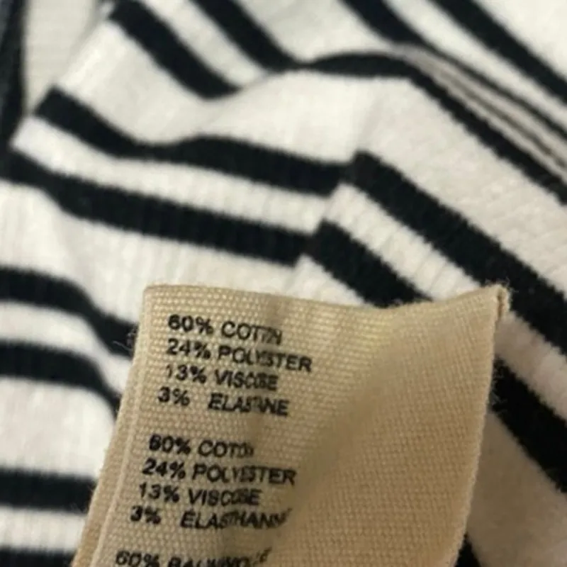 Free People White Black Striped Open Back Long Sleeve Crop Sweater Top Size S - Image 4