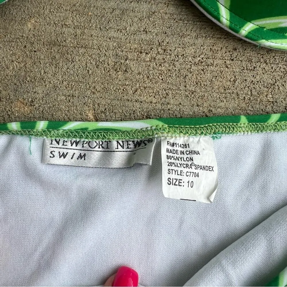 Vintage 90s Newport News green white tropical hibiscus underwire Pushup bikini Size 10 - Image 6