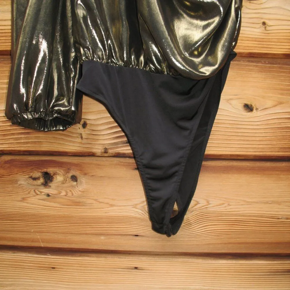 Misa One Shoulder Body Suit Gold Lame - Image 7