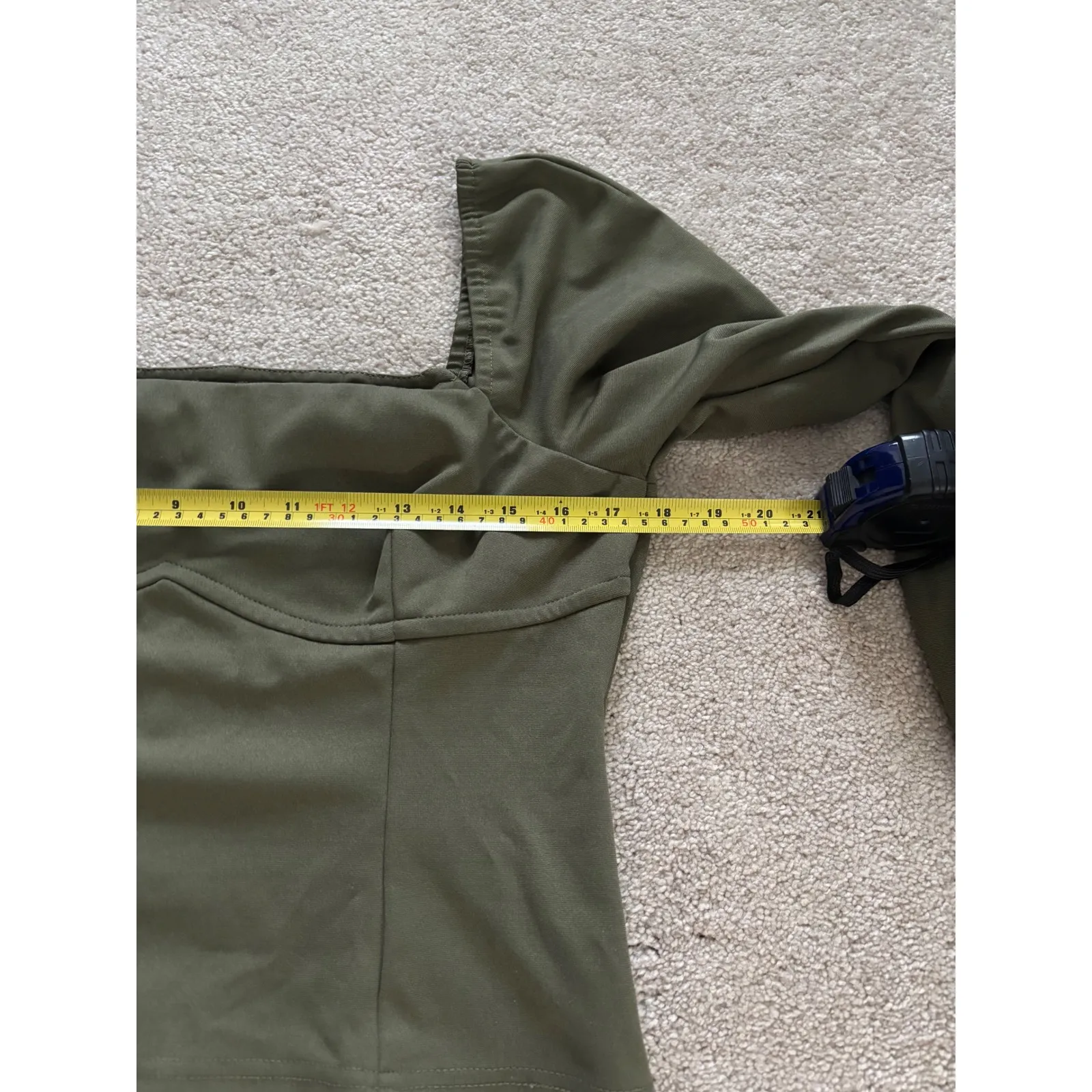 Hutch Olive Green Square Neck Long Sleeve Corset Top - Image 7