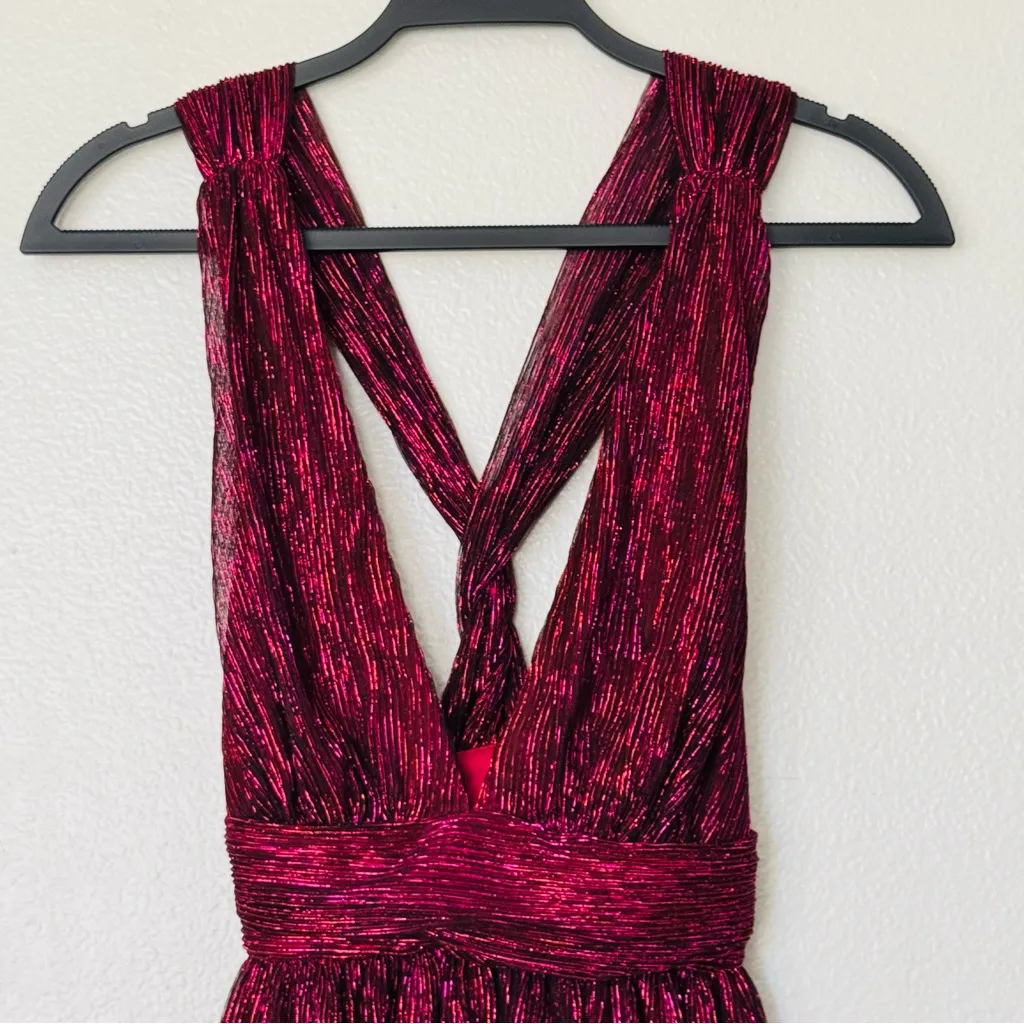 Lulus Ailey Metallic Pink/Red/Magenta Prom Formal Skater Dress Size XS - Image 4