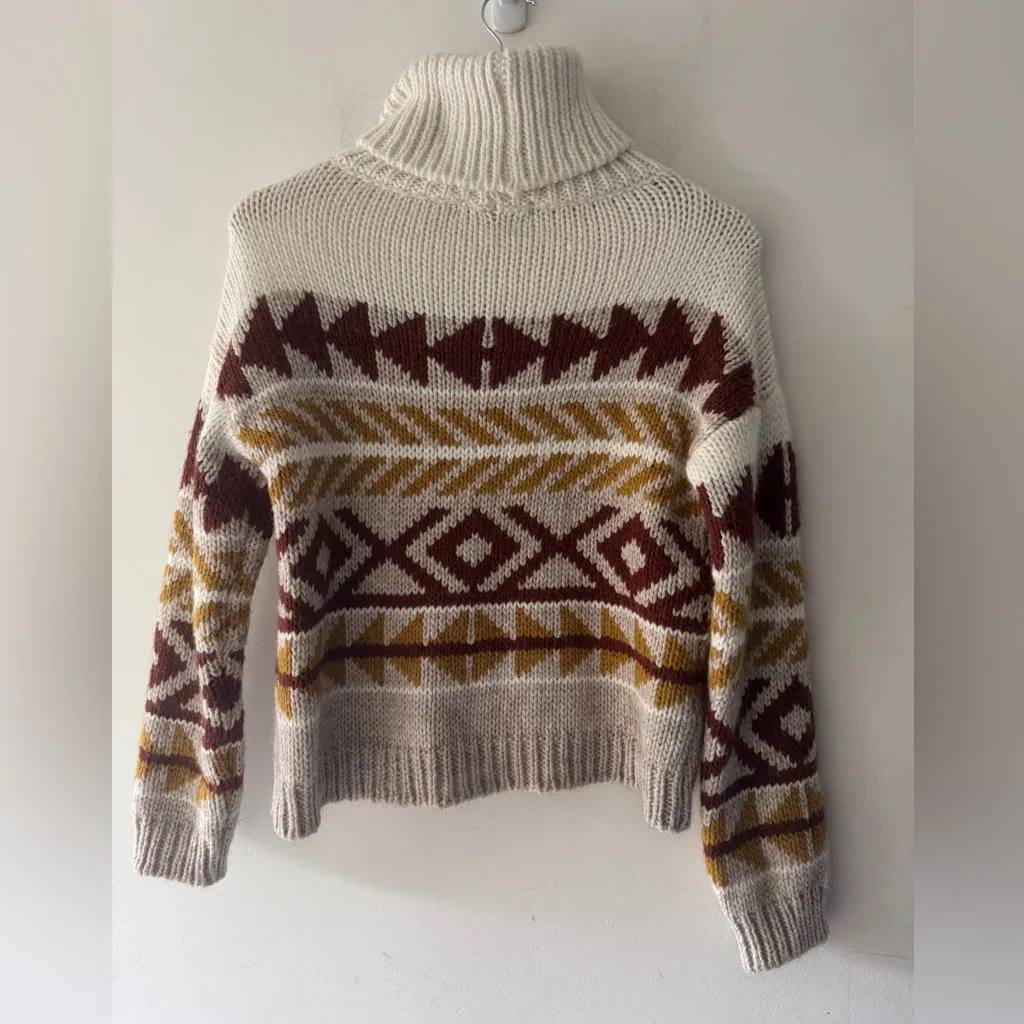 Anthropologie Elsamanda Lux Mixed Blend Italian-Made Turtleneck Aztec Sweater - Image 4