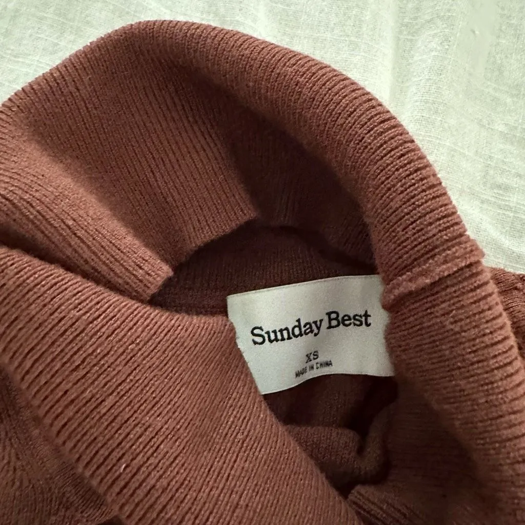 Aritzia Sunday Best Women’s Brown XS Turtleneck Sweater Dress - Image 6