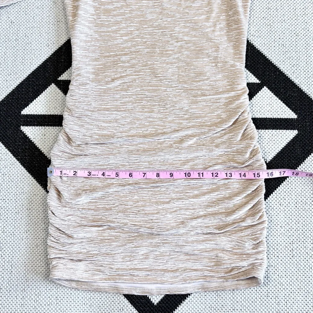 Lucy In The Sky Carmen Ribbed Velvet Bell Sleeve Mini Dress in Champagne Large - Image 8