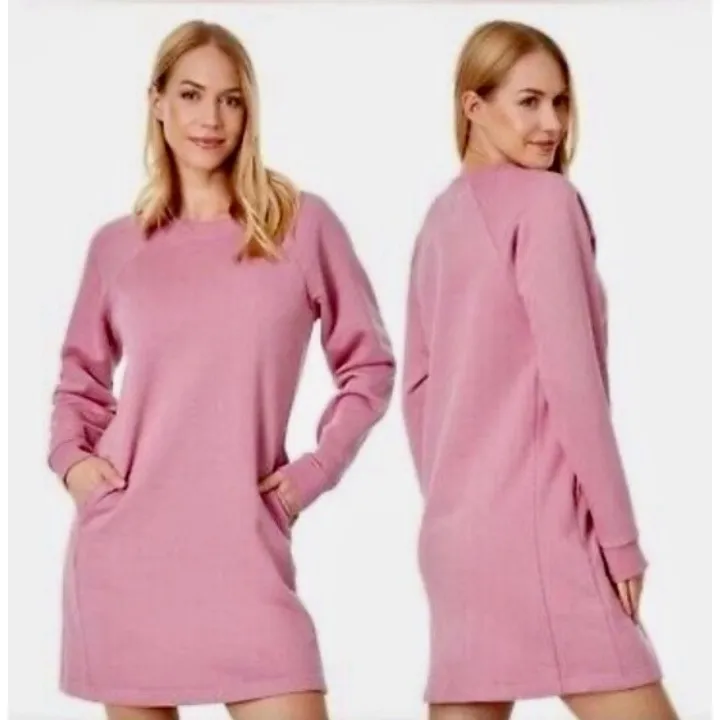 Pact‎ Essential Sweatshirt Dress Size M Organic Cotton Pockets Long Sleeve Pink - Image 2
