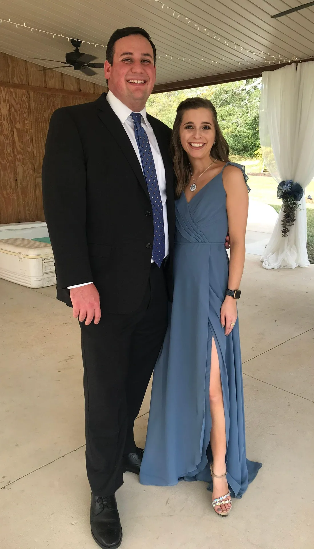 David's Bridal Steel Blue Bridesmaid Dress - Image 2