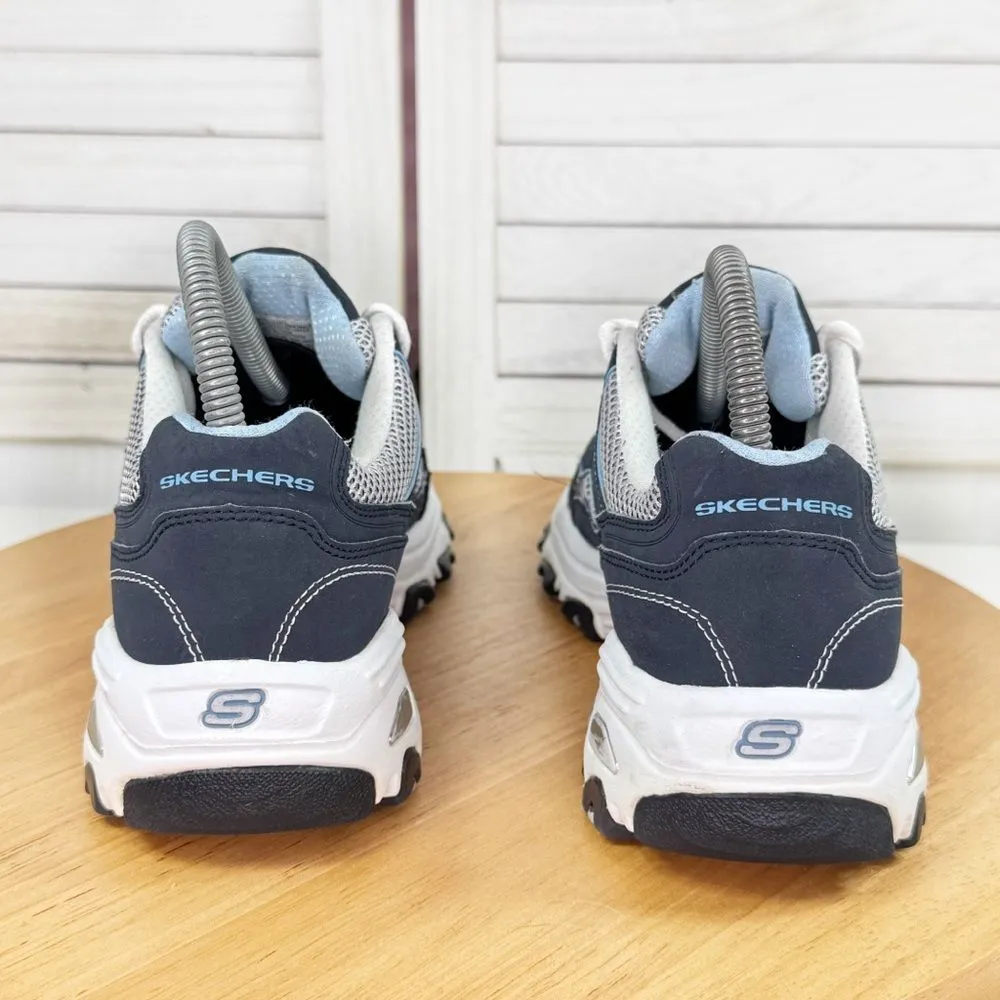Skechers D’Lites Biggest Fan Leather Mesh Chunky Lace Up Sneakers Blue White 7.5 - Image 6