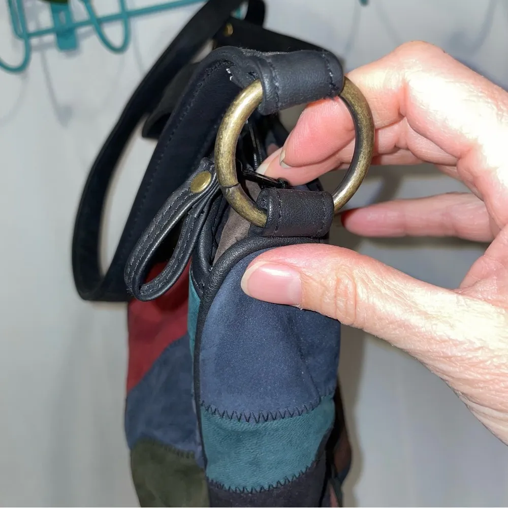 Vintage Y2K faux suede patchwork bag purse Red - Image 7