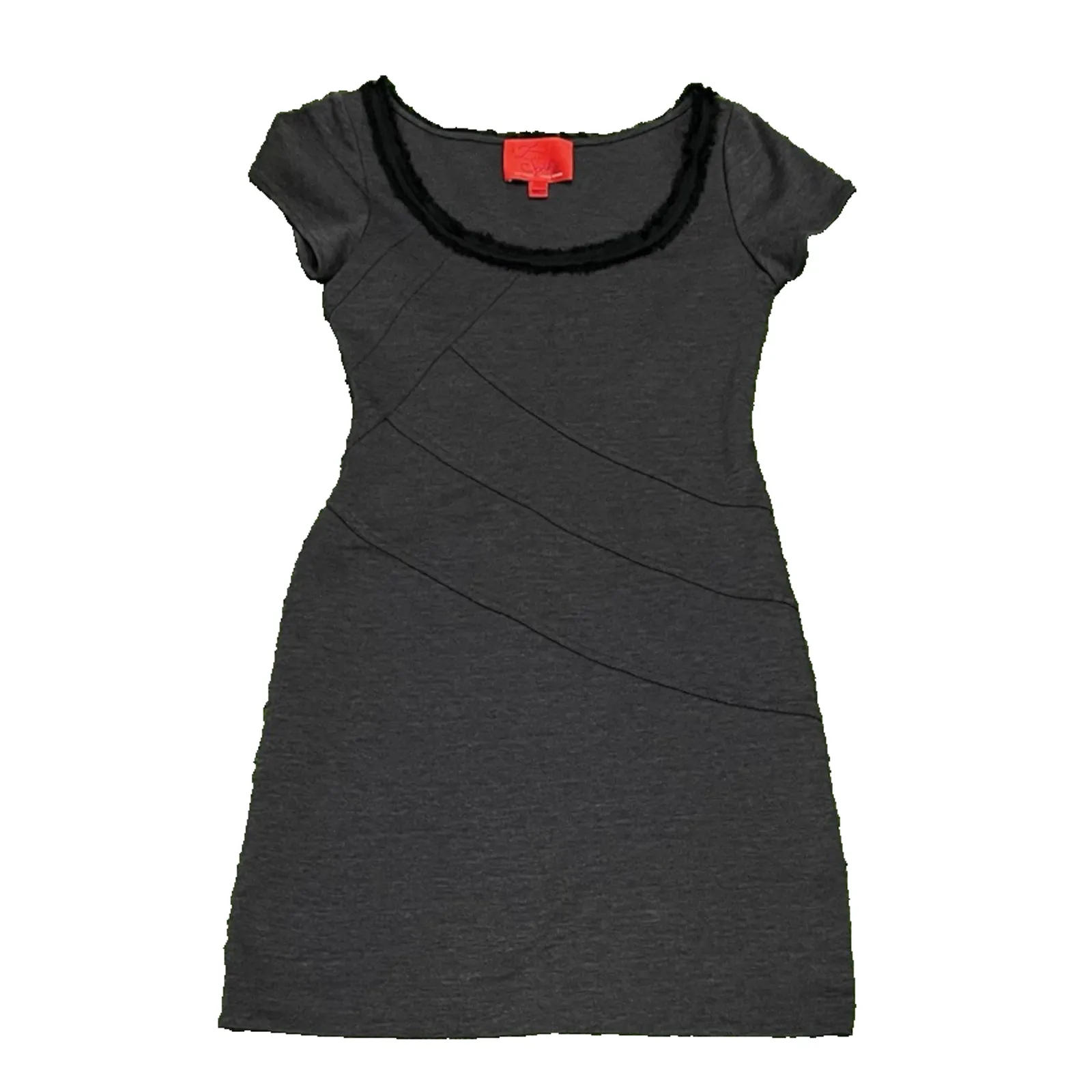 Z Spoke Zac Posen Mini Dress Bodycon Gray Jersey Stretch Fringe Witchy Goth SZ4 - Image 5