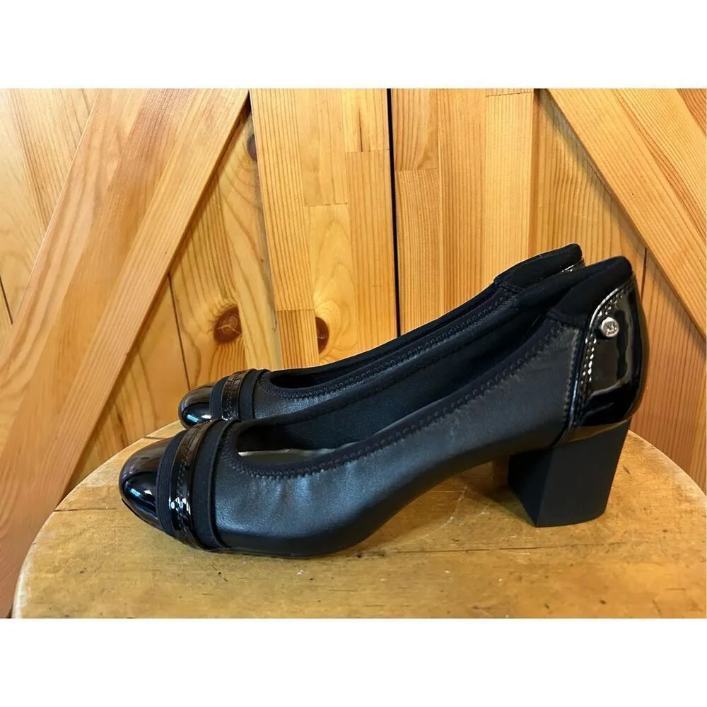 Anne Klein Guardian leather dress pump black block heels Size 6 - Image 3
