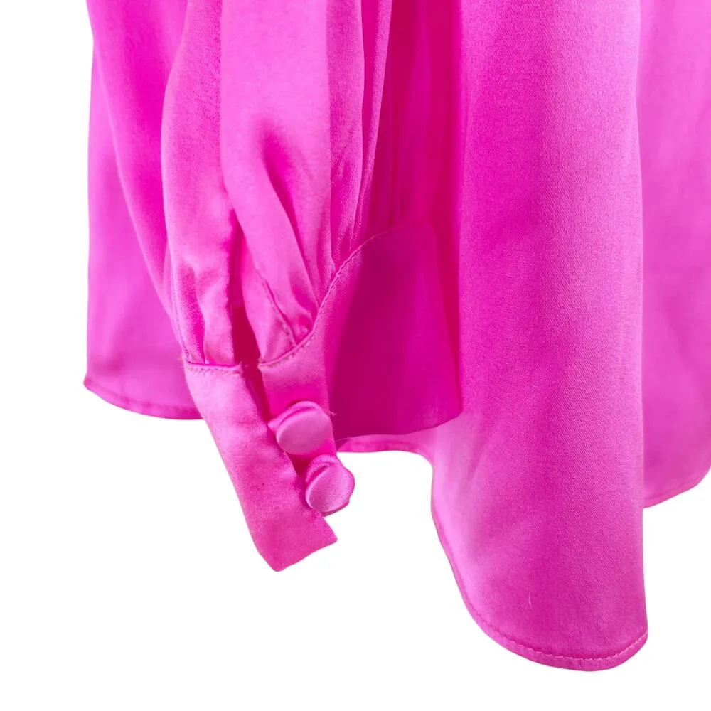 Generation Love Rosario One Shoulder Hot Pink Silk Blouse Size XL Statement Top - Image 10