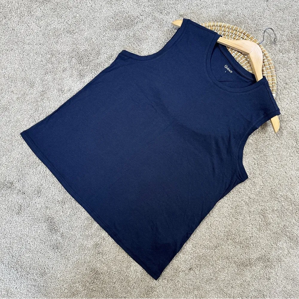 Quince Women’s Cotton Modal Muscle Tank Top Sleeveless Minimalist in Navy L - Image 5