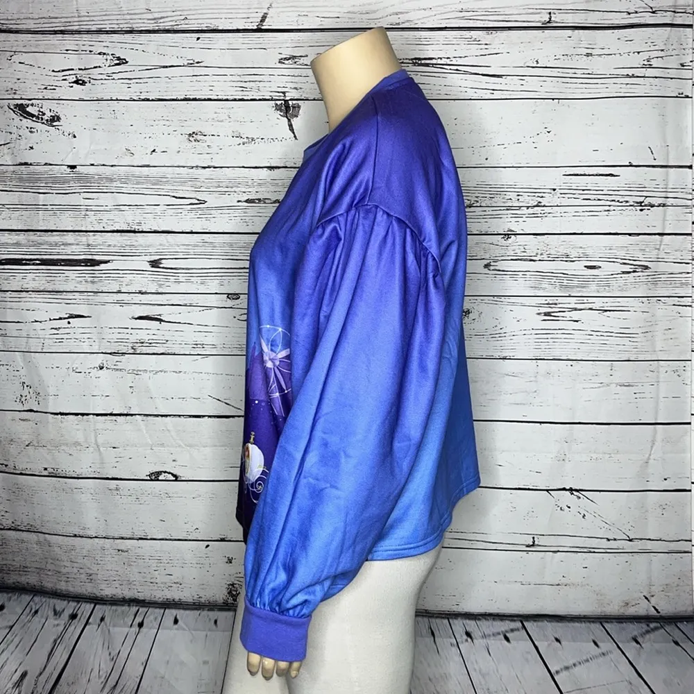 Disney Her Universe Sz 2X Cinderella Princess Castle Puff Sleeve Sweatshirt Top - Image 3