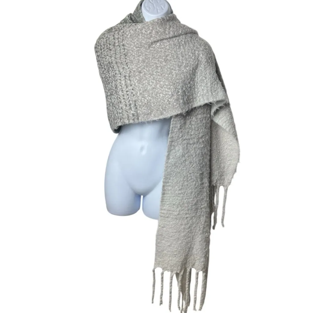 MER SEA Always by the Sea‎ Gray Ombré Classic Capsule Cozy Wrap Scarf Fringed OS - Image 2