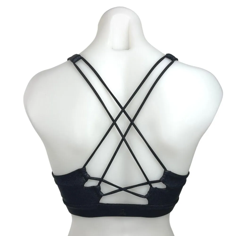 Soul Women's Black Scoop Neck Strappy Back Pullover Athletic Yoga Sports Bra XS - Image 2