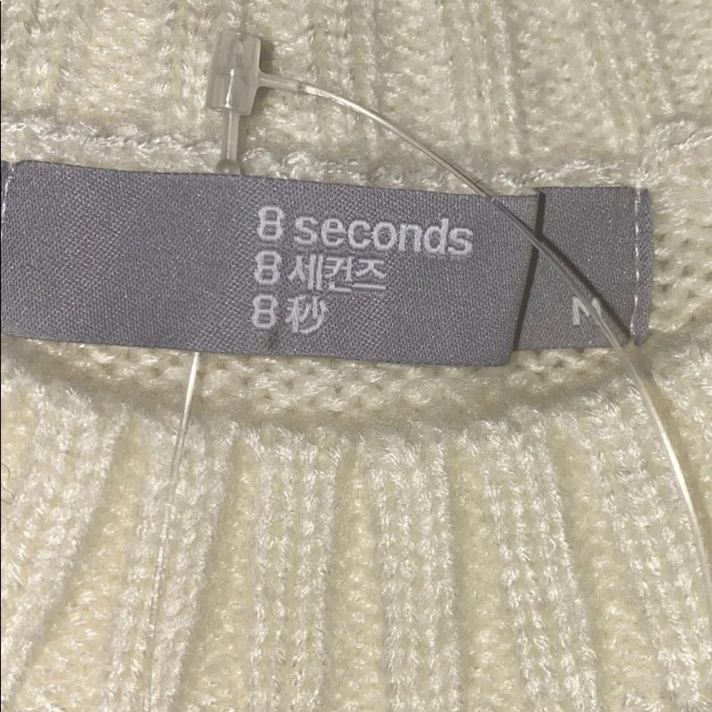 ✨ 8 Seconds Crew Neck Floral Knit Sweater✨ White Size M - Image 4