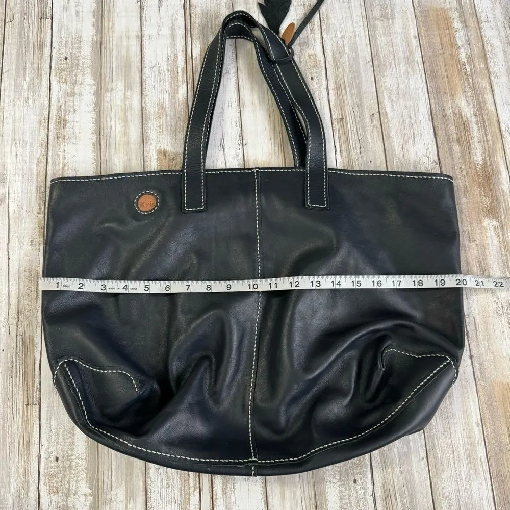 KRIS Designs Handmade Large Navy Leather Tote India - Image 15