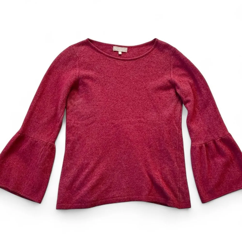 Benedetta B Italian Wool Cashmere Red Sweater Bell Sleeves Large Christmas - Image 2