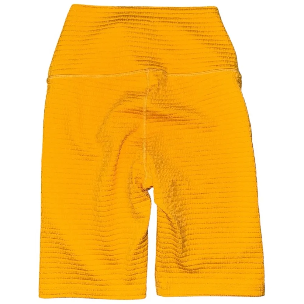 Carbon38 Women’s Size S Mustard Yellow Ribbed Jacquard Exercise Biker Shorts - Image 3