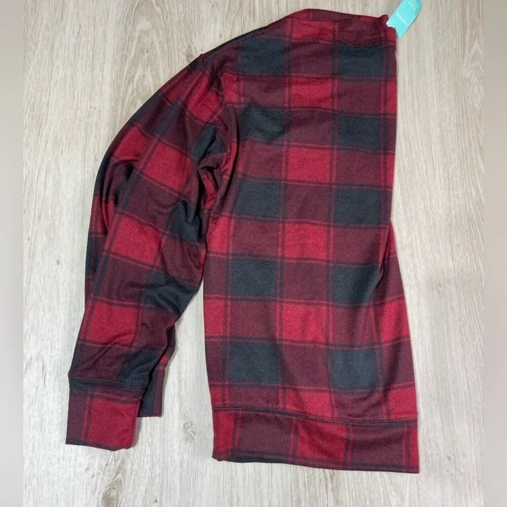 Maurices Lakeside Buffalo Plaid Fleece Sweatshirt Long Sleeve Womens Size Medium - Image 4