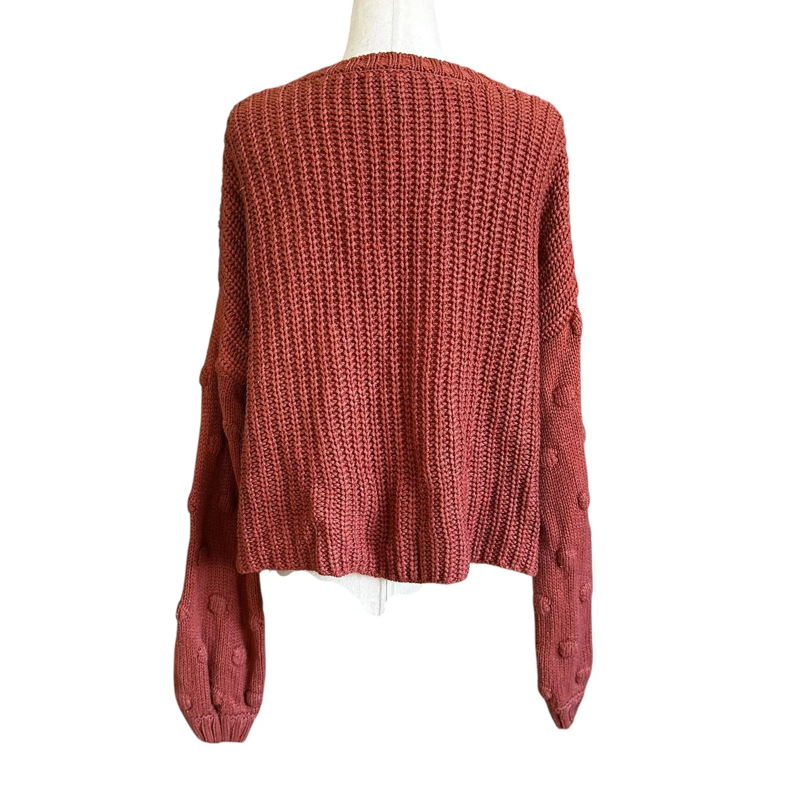 Moon & Madison Terra Cotta Knit Crop Sweater Women's Size Medium | 26 - Image 2