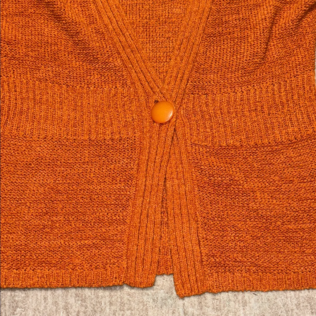 Small August silk burnt Orange Short Sleeve Cardigan short sleeve button - Image 2