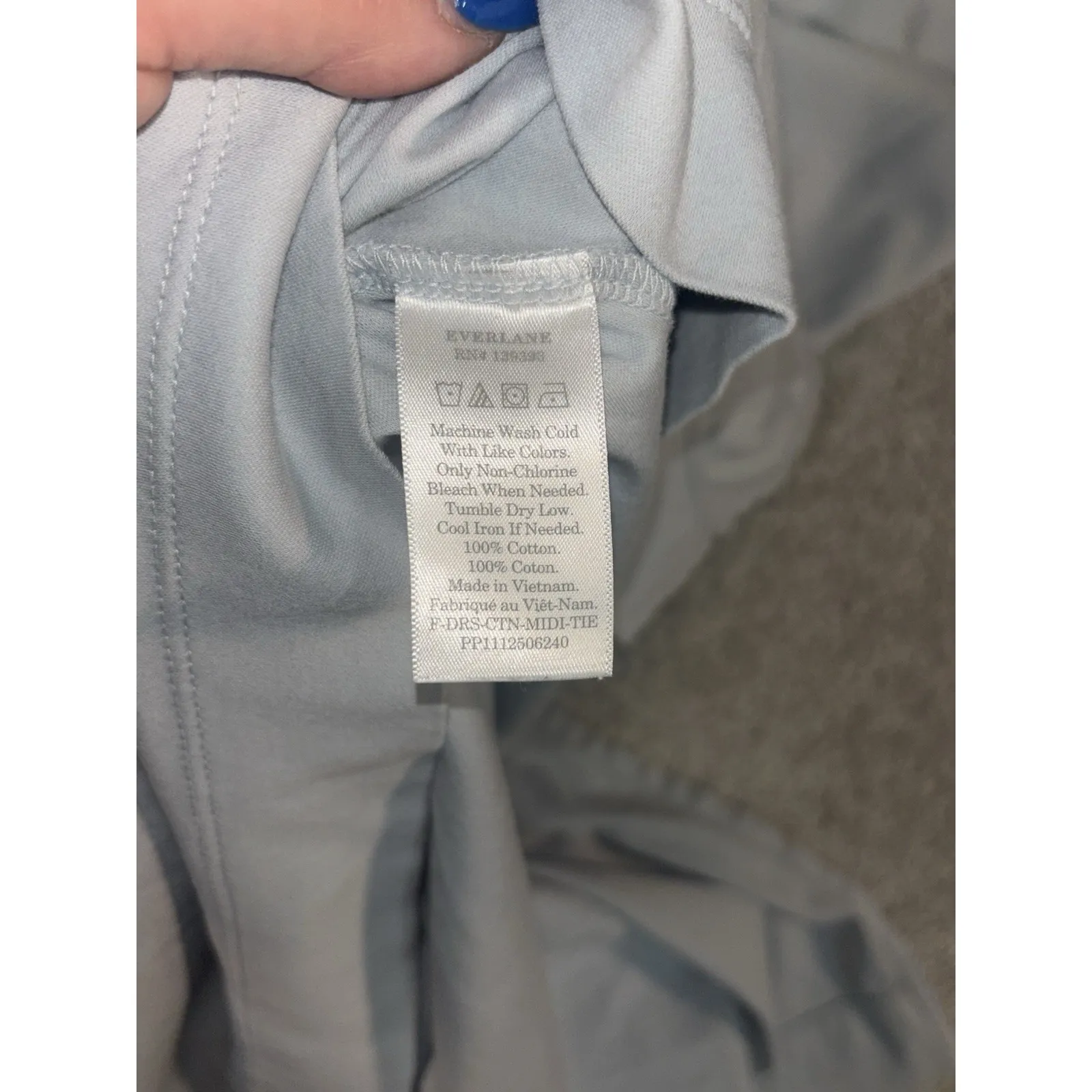 Everlane Womens The Luxe Cotton Short Sleeve‎ Tie Midi Dress Light Blue Sz XS - Image 10