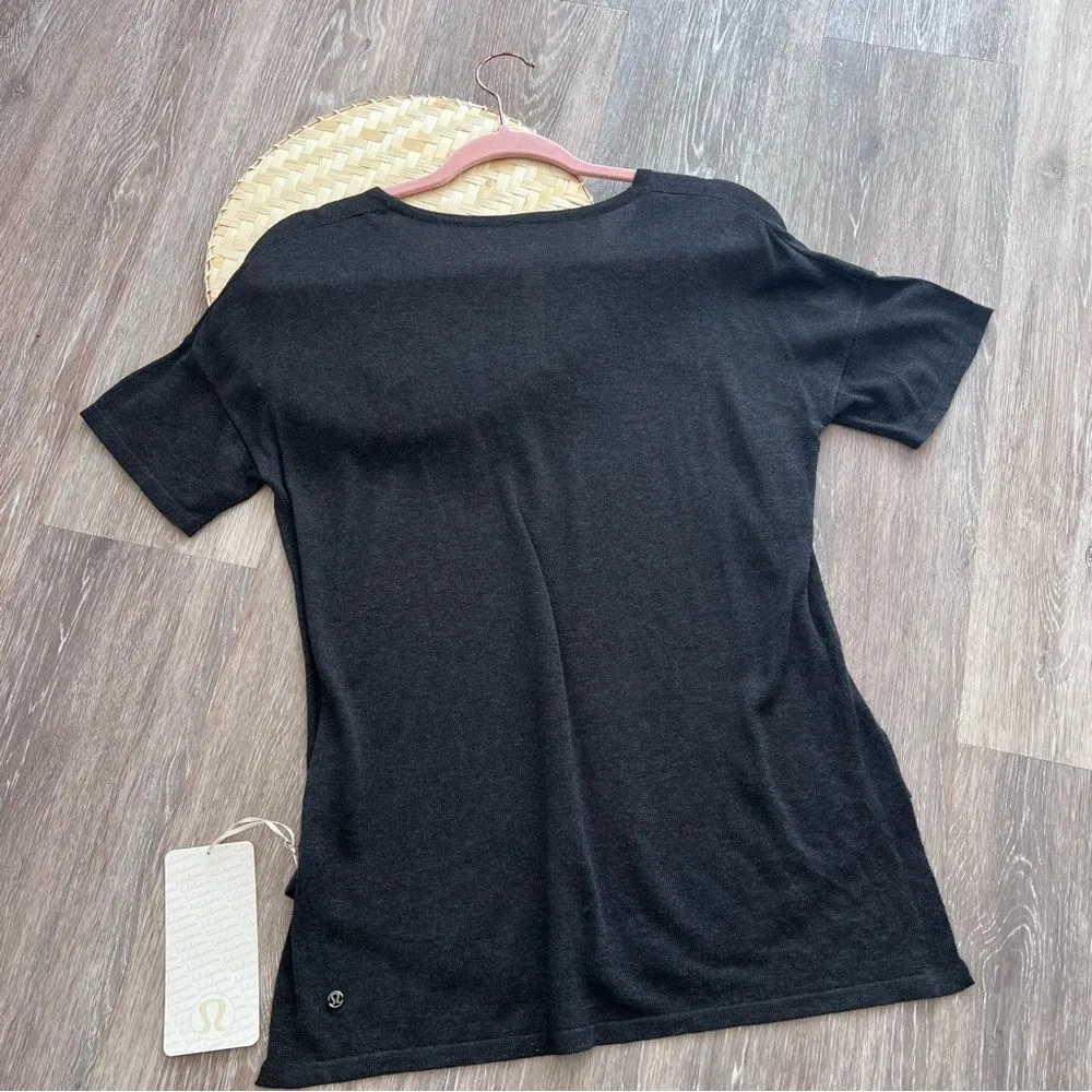 Nwt Lululemon daya knit tee cashmere blend‎ heathered black womens Size 6 - Image 7