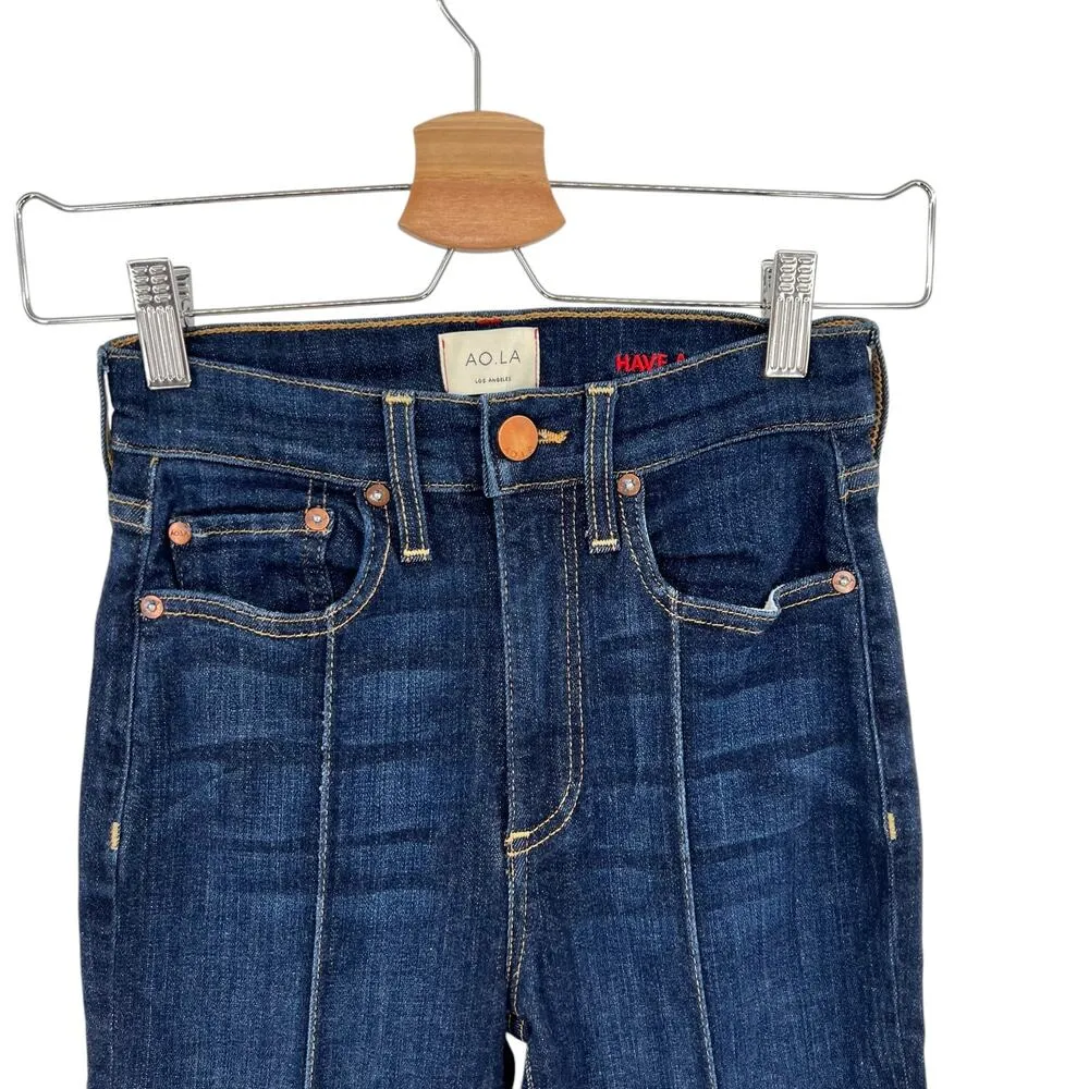 Alice + Olivia Good High Rise Skinny Jeans Pintuck Dream On Dark Blue Size 24‎ - Image 4