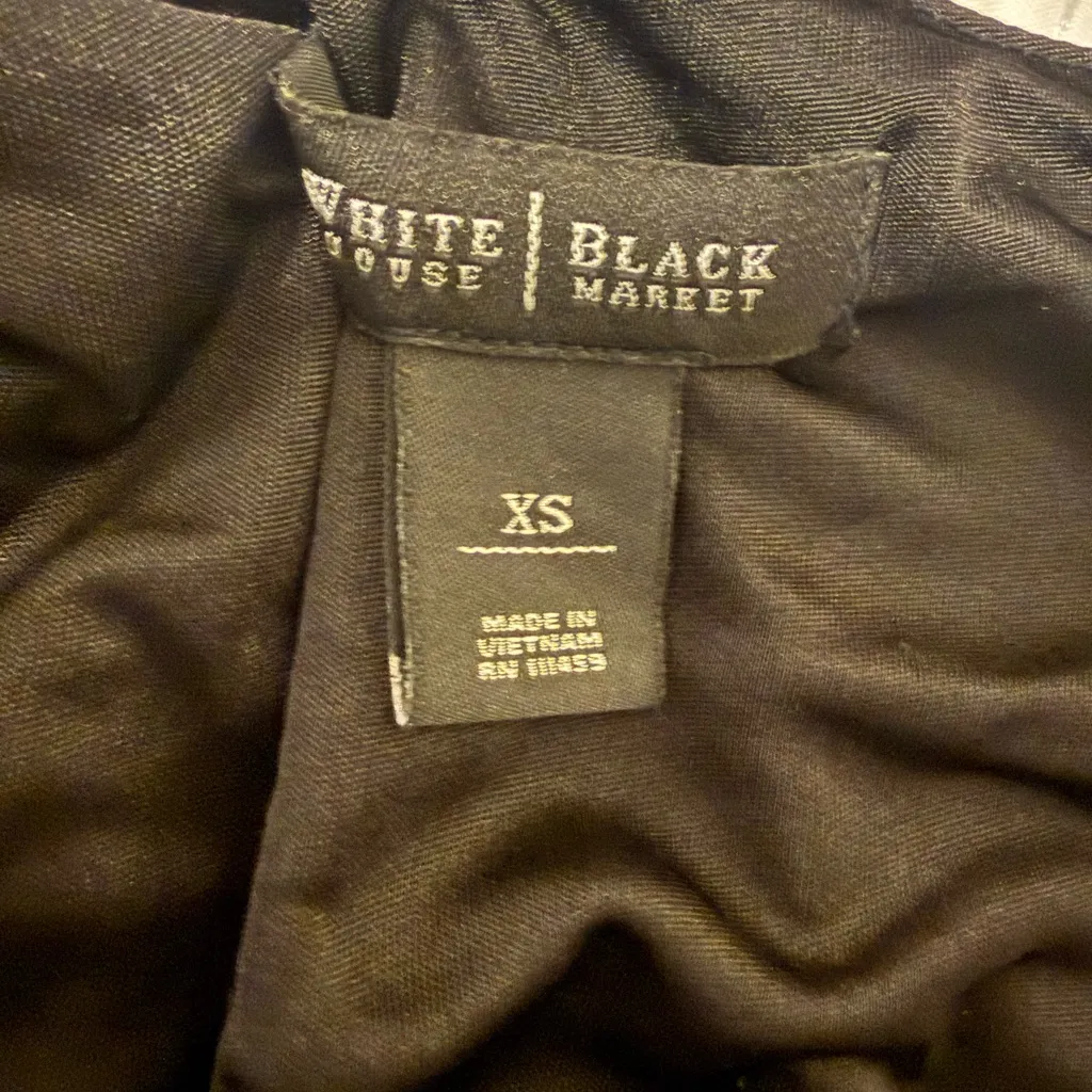 White House Black Market Black Ruched Sheath Dress XS 3/4 Sleeve Knee Length - Image 6