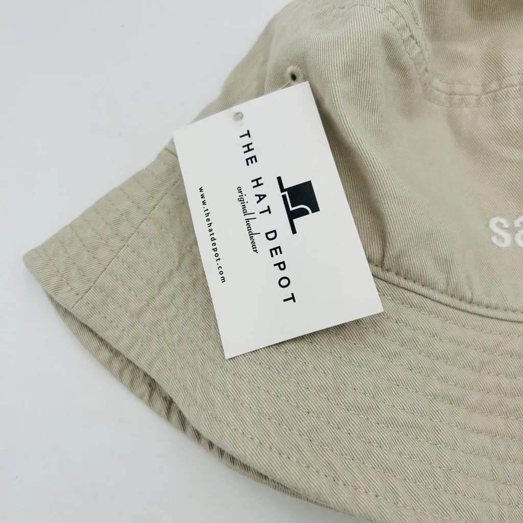 THE HAT DEPOT Bucket Hat Tan 100% Cotton Newhattan Sz S/M Embroidered Salad NEW - Image 3