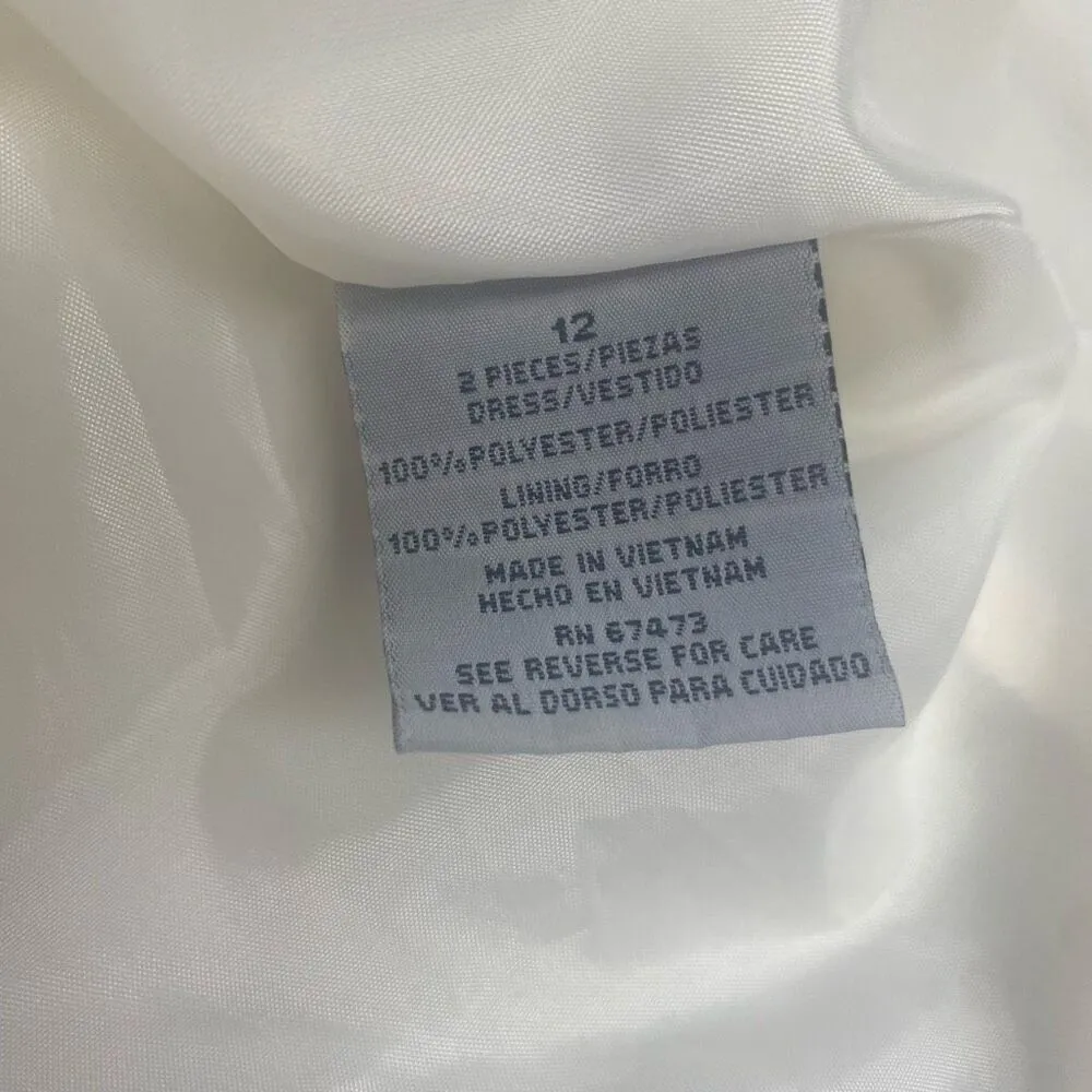 DANNY & NICOLE Women’s Sleeveless‎ Lined Dress Size 12 Ruffled Hem Ivory - Image 7