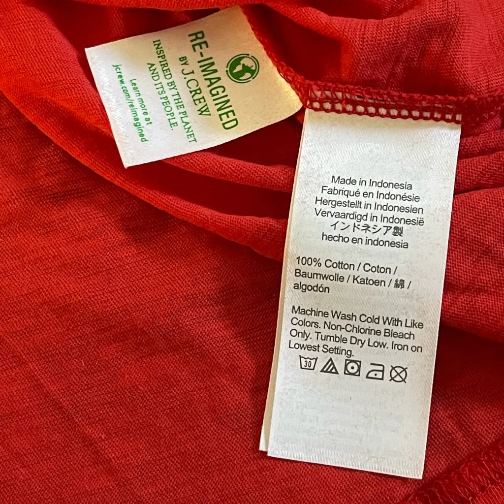 J.Crew Vintage Cotton red Long Sleeve Re-imagined Scoop Neck Shirt XL - Image 3