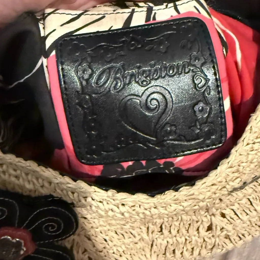 Brighton Flower Palmer Crochet Straw Messenger Purse Bag - Image 3