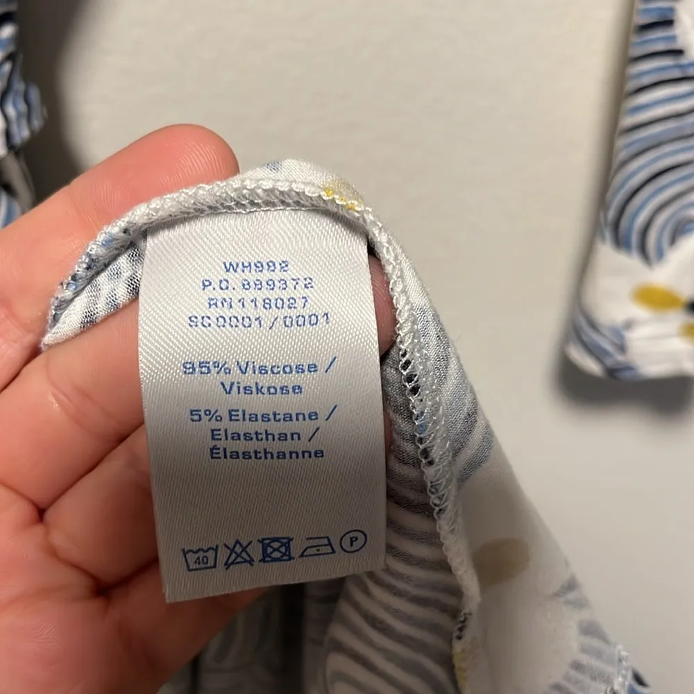 BODEN Blue & Yellow Flower Print Long Sleeve Wrap Dress, Size 6R - Image 9