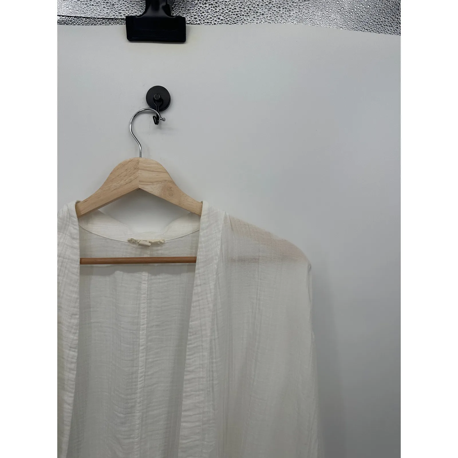 Eileen Fisher Womens White Gauze Open Front Cardigan Size XS Organic Cotton - Image 4