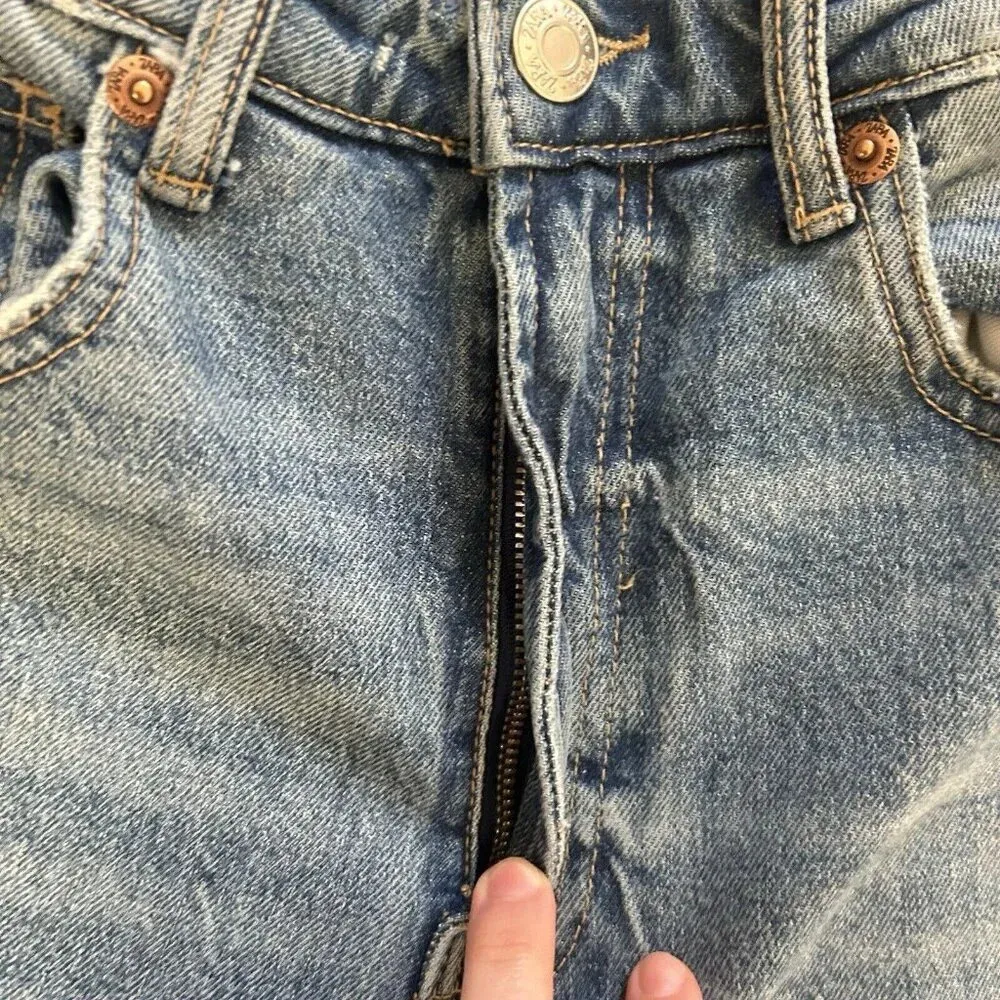 ZARA  Jeans Womens 2 EUR 34 Blue Straight Leg Denim Blue Grunge Skater - Image 5