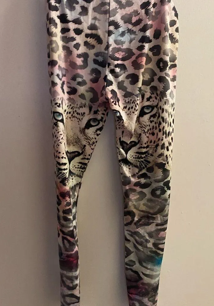 Charlotte Russe Womens Leggings XL Leopard Faces And Print Waist 32” 34” - Image 5