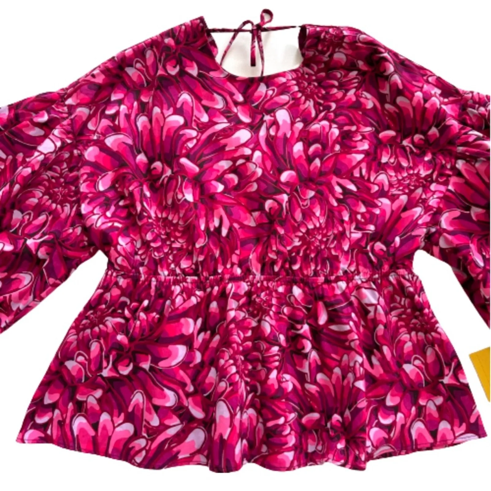 Kika Vargas X Target Top Blouse Pink Floral Mum Puff Sleeve Scallops Large NEW - Image 14