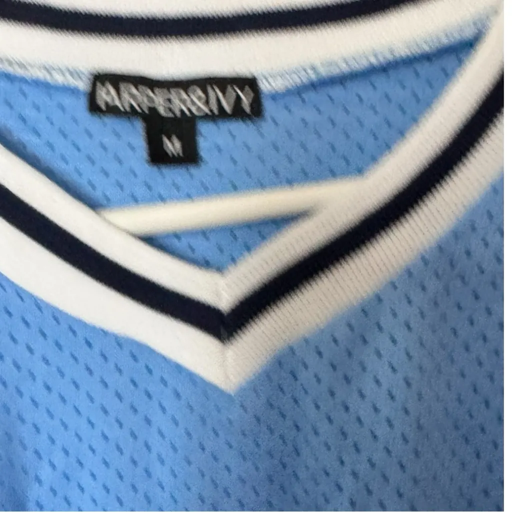 Harper And Ivy Sporty Vintage Blue Jersey Style Short Sleeve Shirt Sz M NWT Size M - Image 5